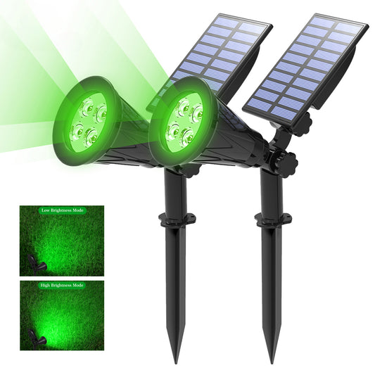 Green Solar Spotlights - Waterproof LED Lights for Garden Walls