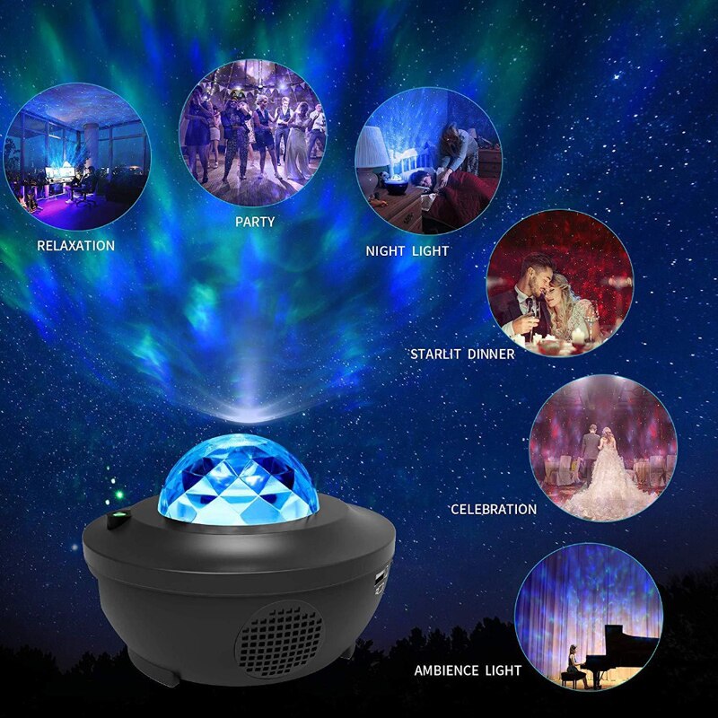 olorful Starry Sky Projector - Bluetooth Music Player Night Light