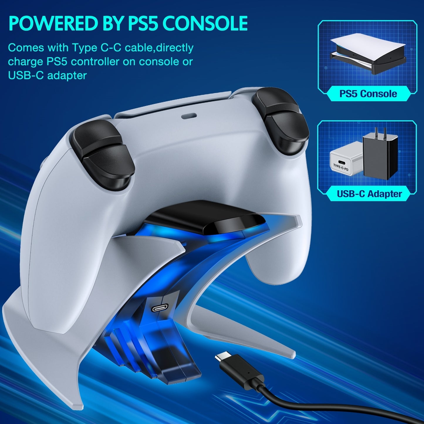 Fast Charging Cradle for PS5 Controller - Reliable Charger for PlayStation 5 Gamepad