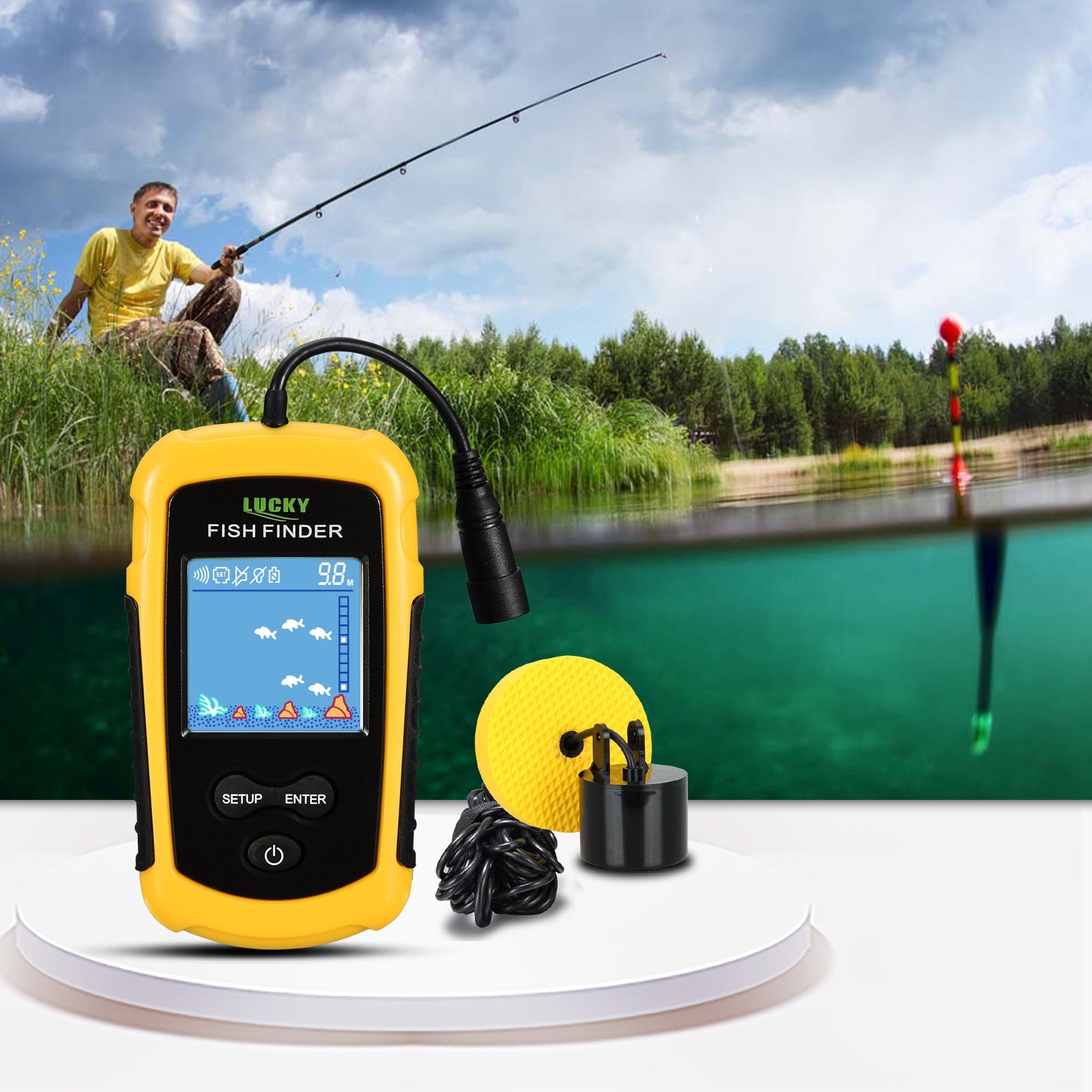 Portable Sonar Fish Finders - Alarm & Transducer for Efficient