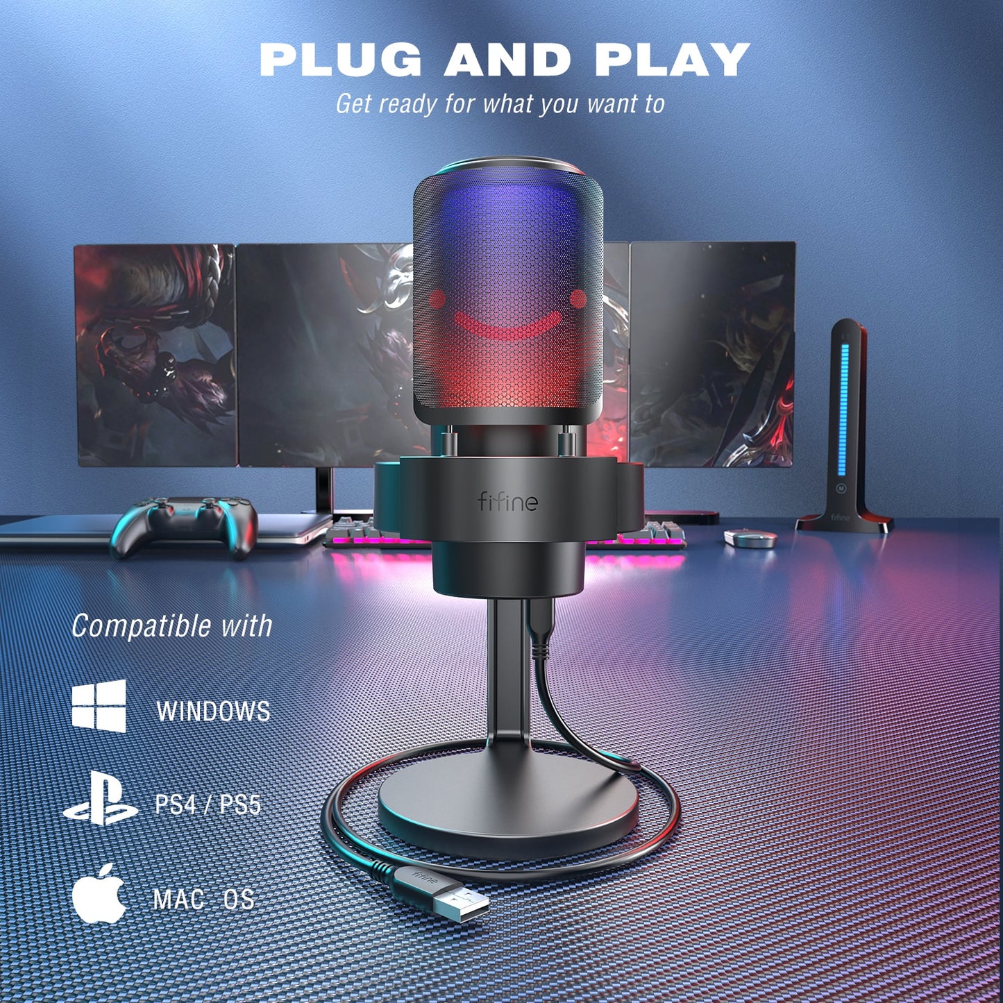 USB Microphone - Recording and Streaming with RGB Modes