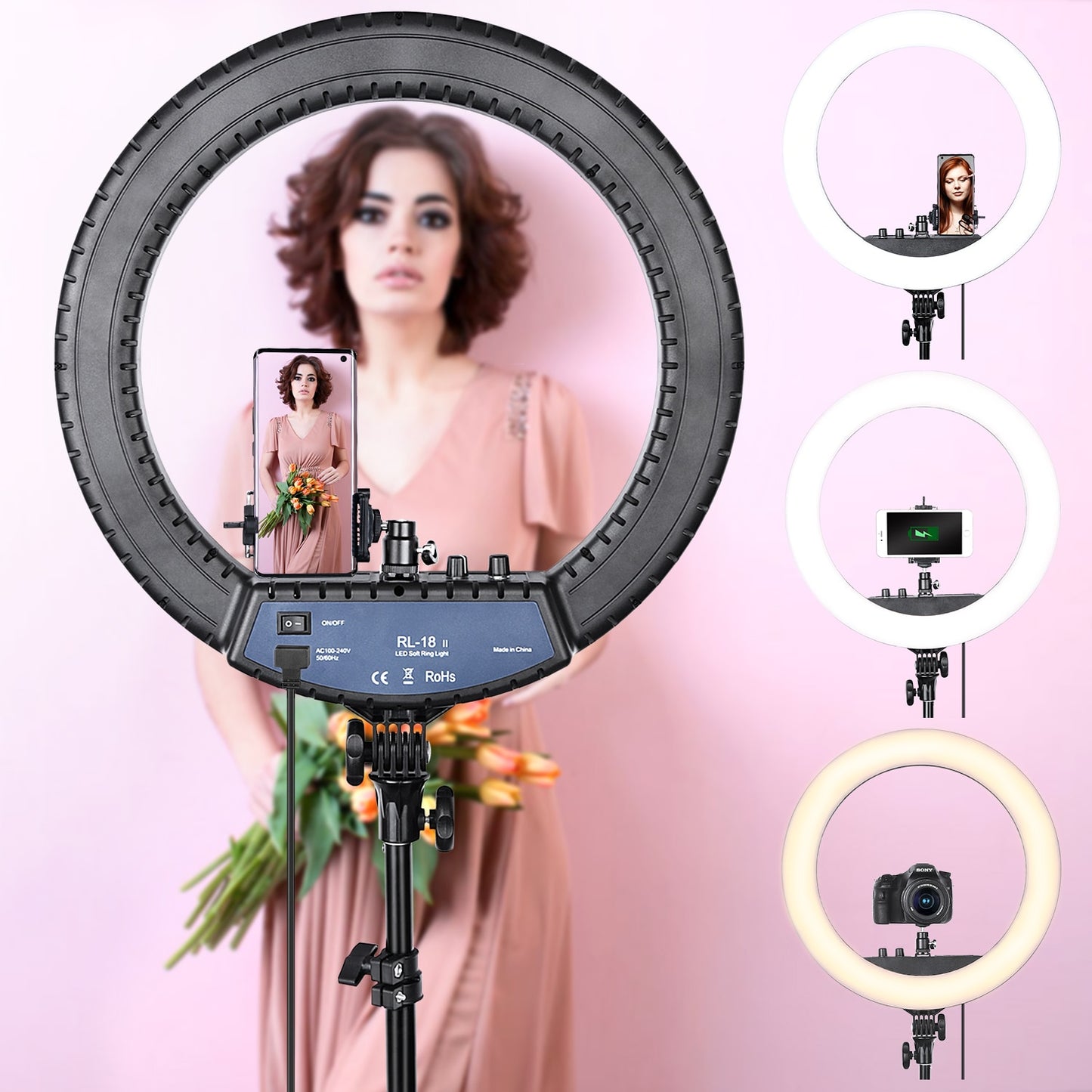 Led Ring Light 18 Inch Ring Lamp 55W Ringlight Photography Lamp With Tripod Stand