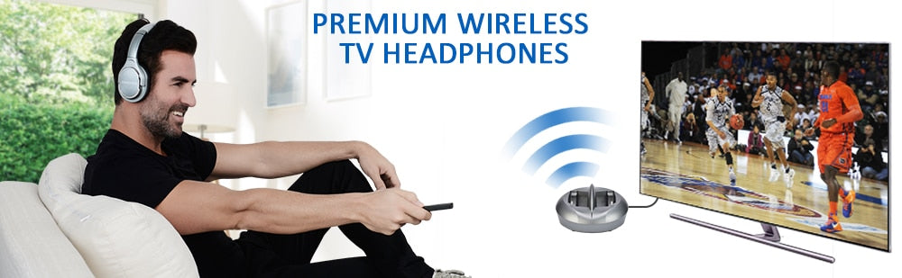 Wireless Headphones for TV - Long Range RF Transmitter