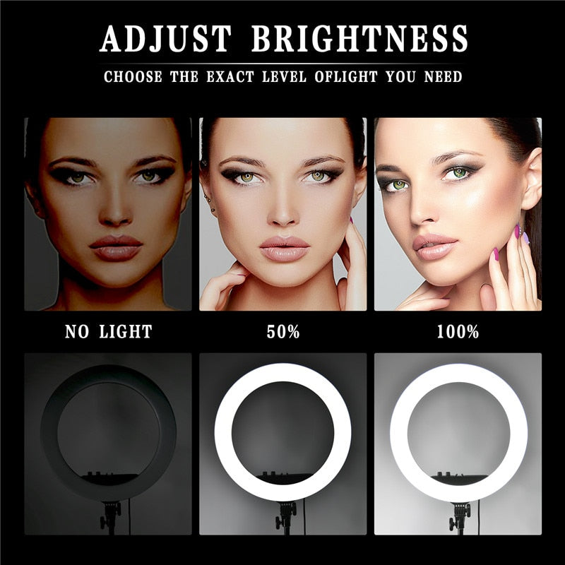 Led Ring Light 18 Inch Ring Lamp 55W Ringlight Photography Lamp With Tripod Stand