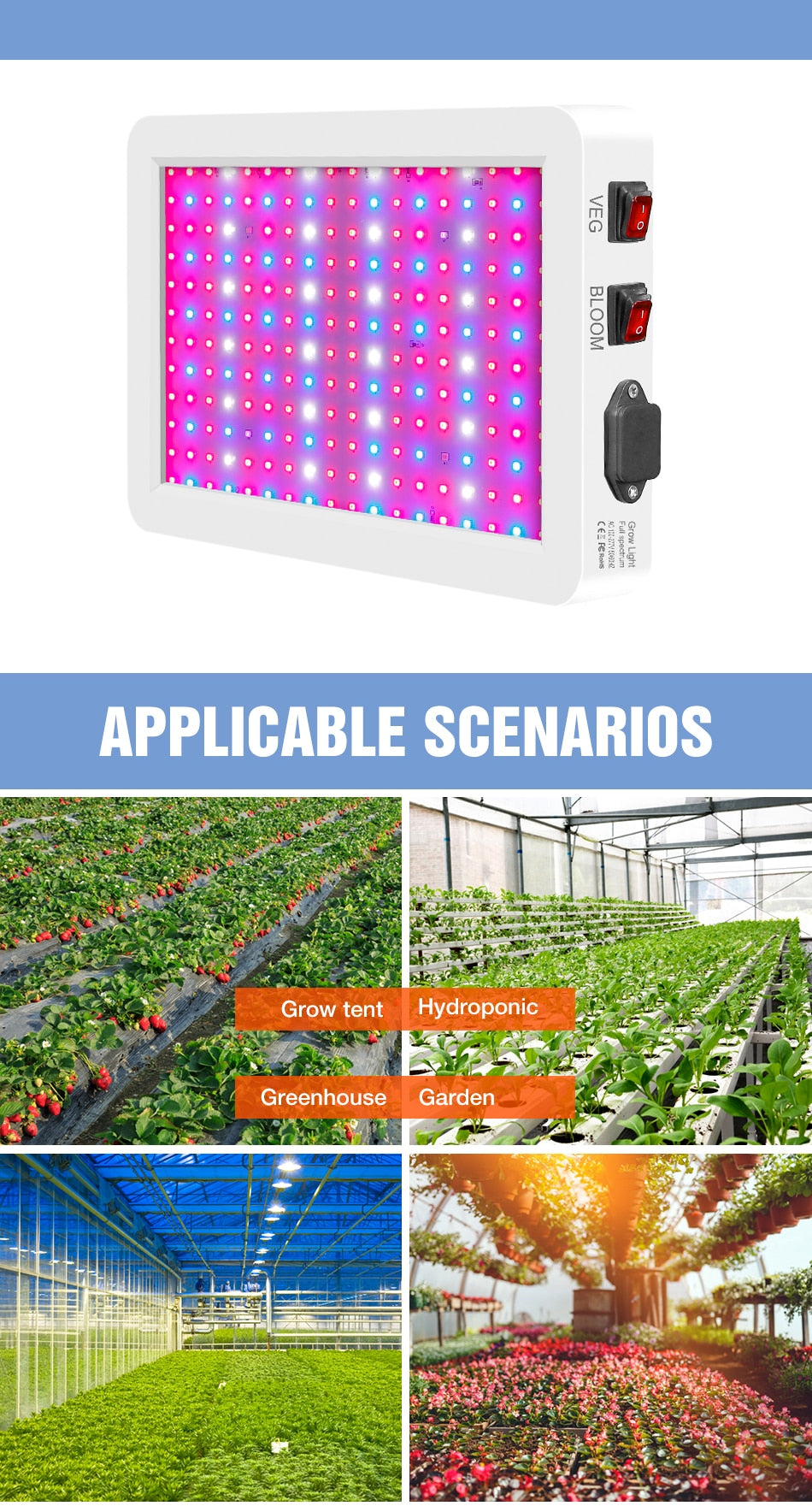 Full Spectrum LED Grow Light - Powerful Plant Bulbs for Optimal Growth. Perfect for Greenhouse.