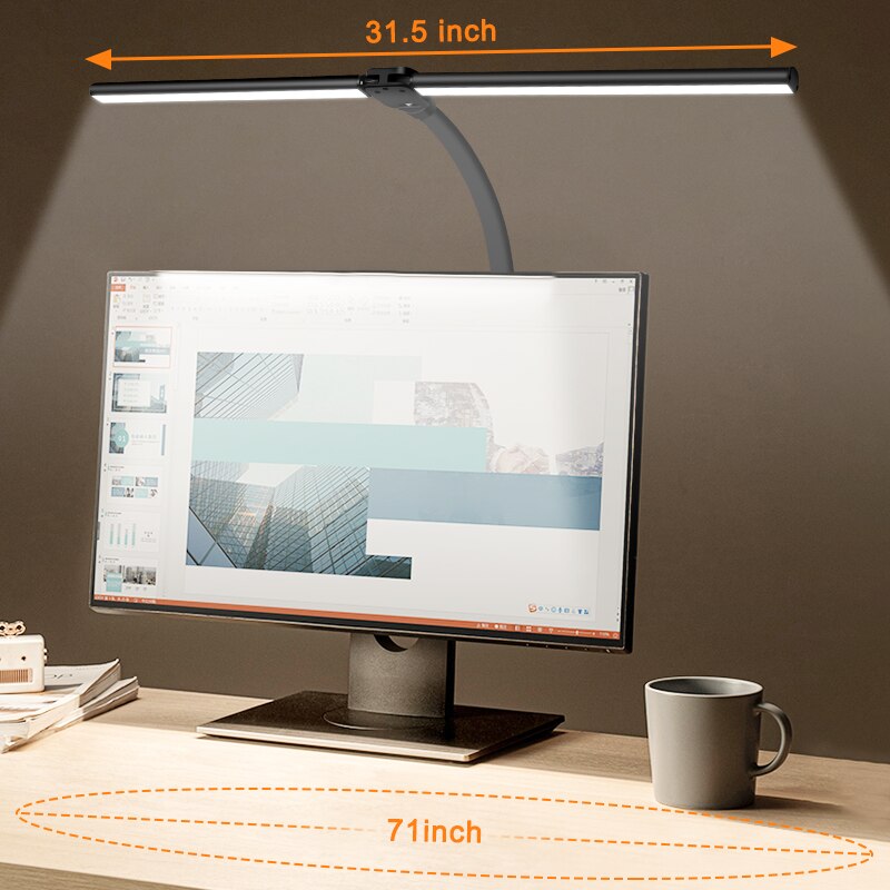 Dual Head LED Desk Lamp - Brightest Office Lamp. 5 Modes, Eye Protection
