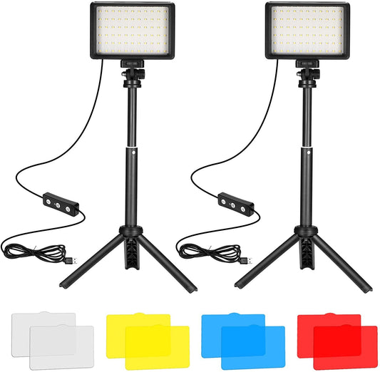 Versatile LED Video Light Kit - Studio Lighting with RGB Filters. Perfect for Streaming & Photography.