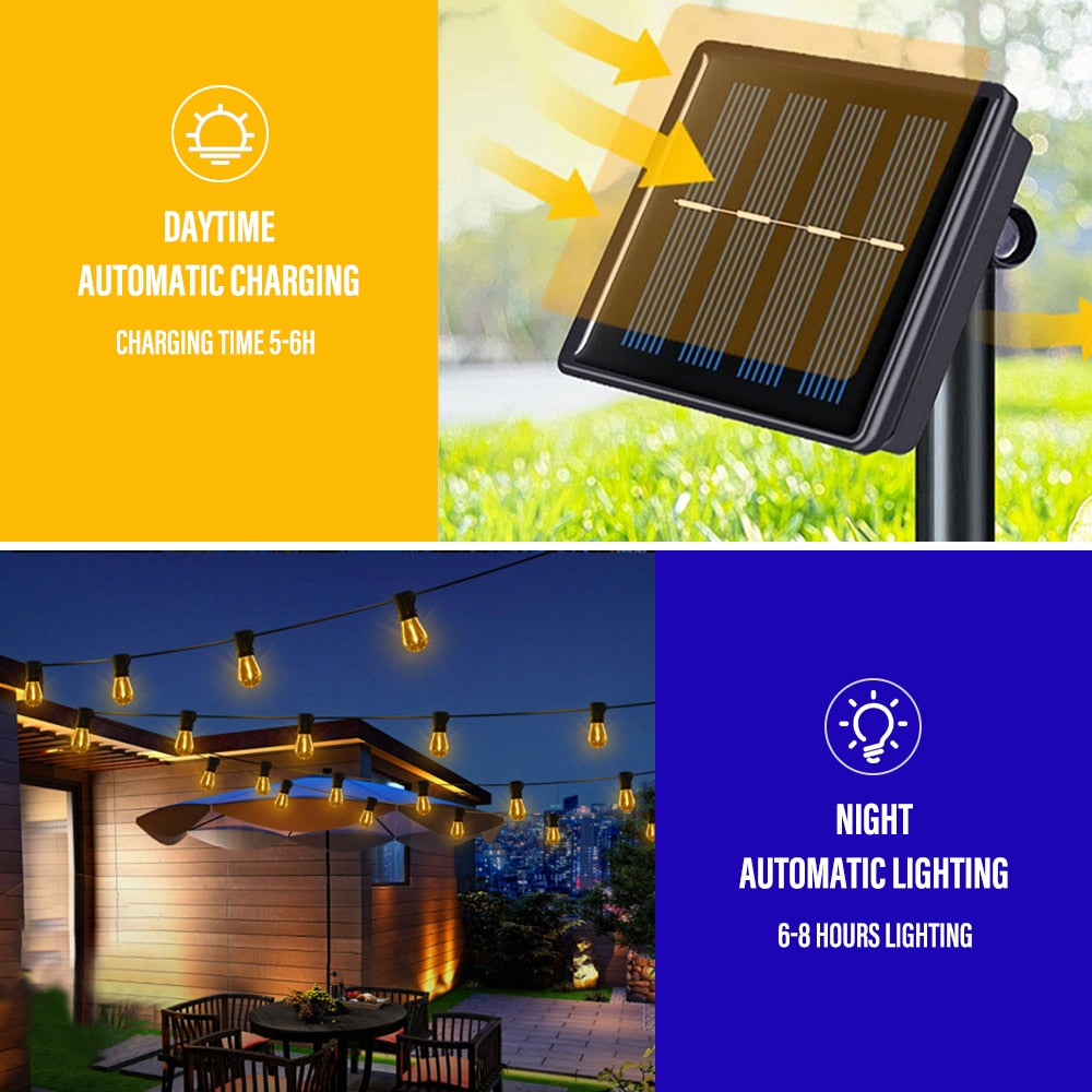 Outdoor LED Solar String Lights - Waterproof Holiday Decoration Lamp