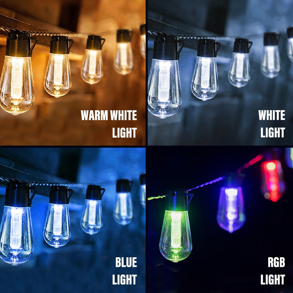 Outdoor LED Solar String Lights - Waterproof Holiday Decoration Lamp