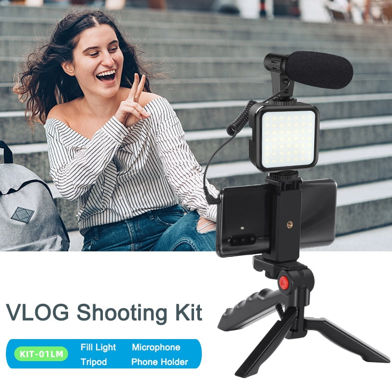 Portable Vlogging Kit - Tripod & Bluetooth Control for Camera