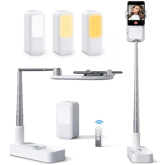 Portable Phone Holder with Dimmable LED Fill Light - Perfect for Live Stream