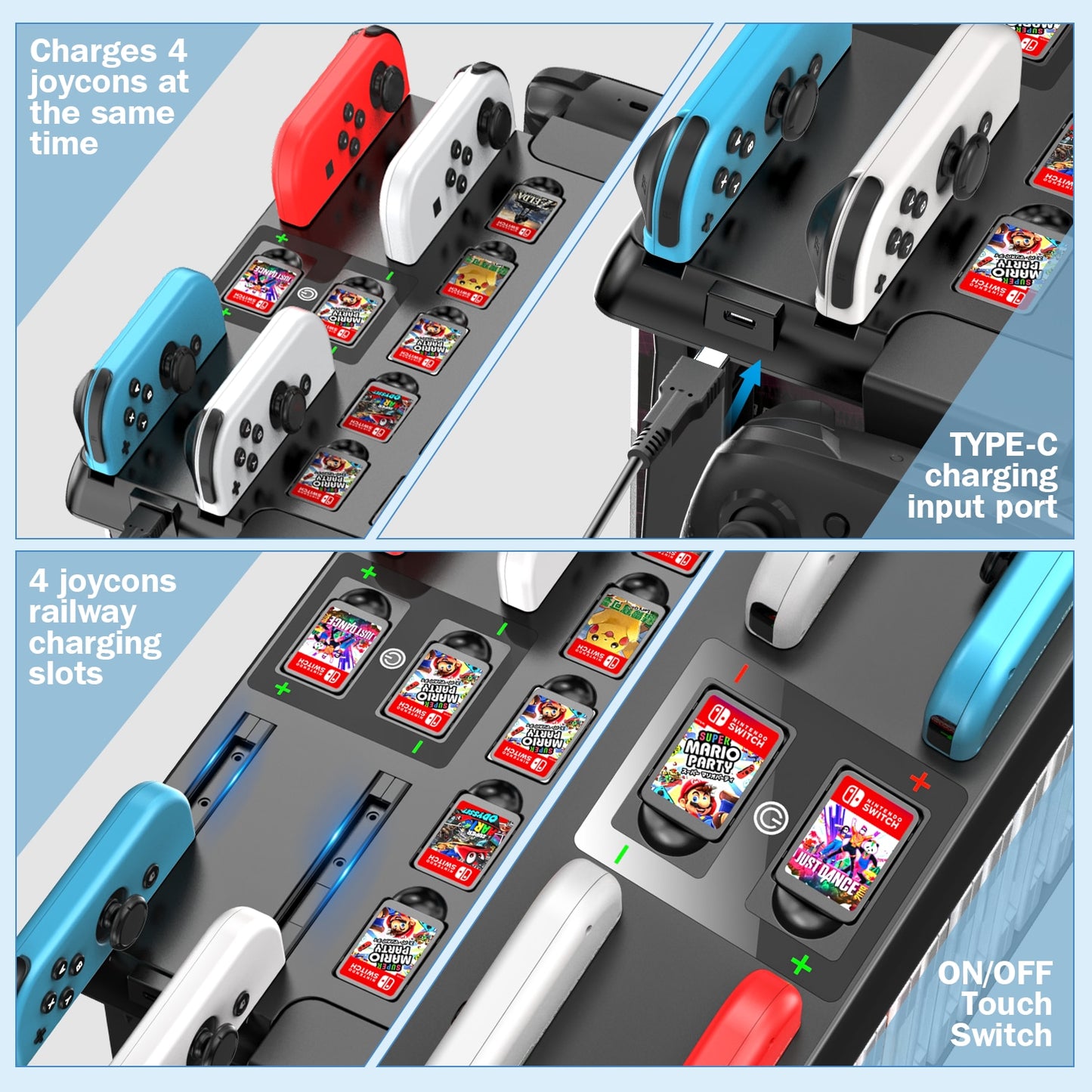 Switch Joycon Charger - Pro Controller Holder & Charging Dock