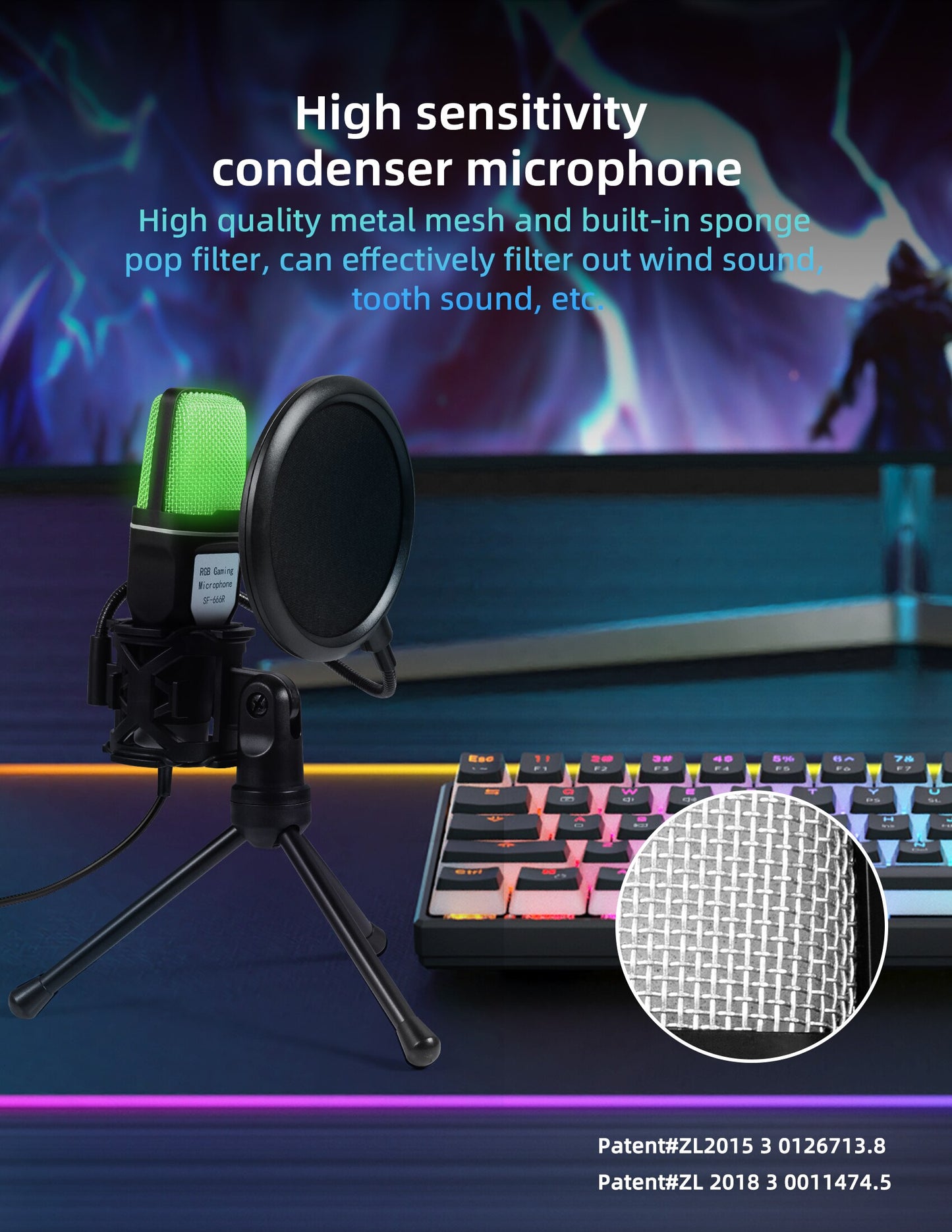RGB Gaming Mic - USB Microphone for Studio Recording & Streaming. Versatile and Colorful.