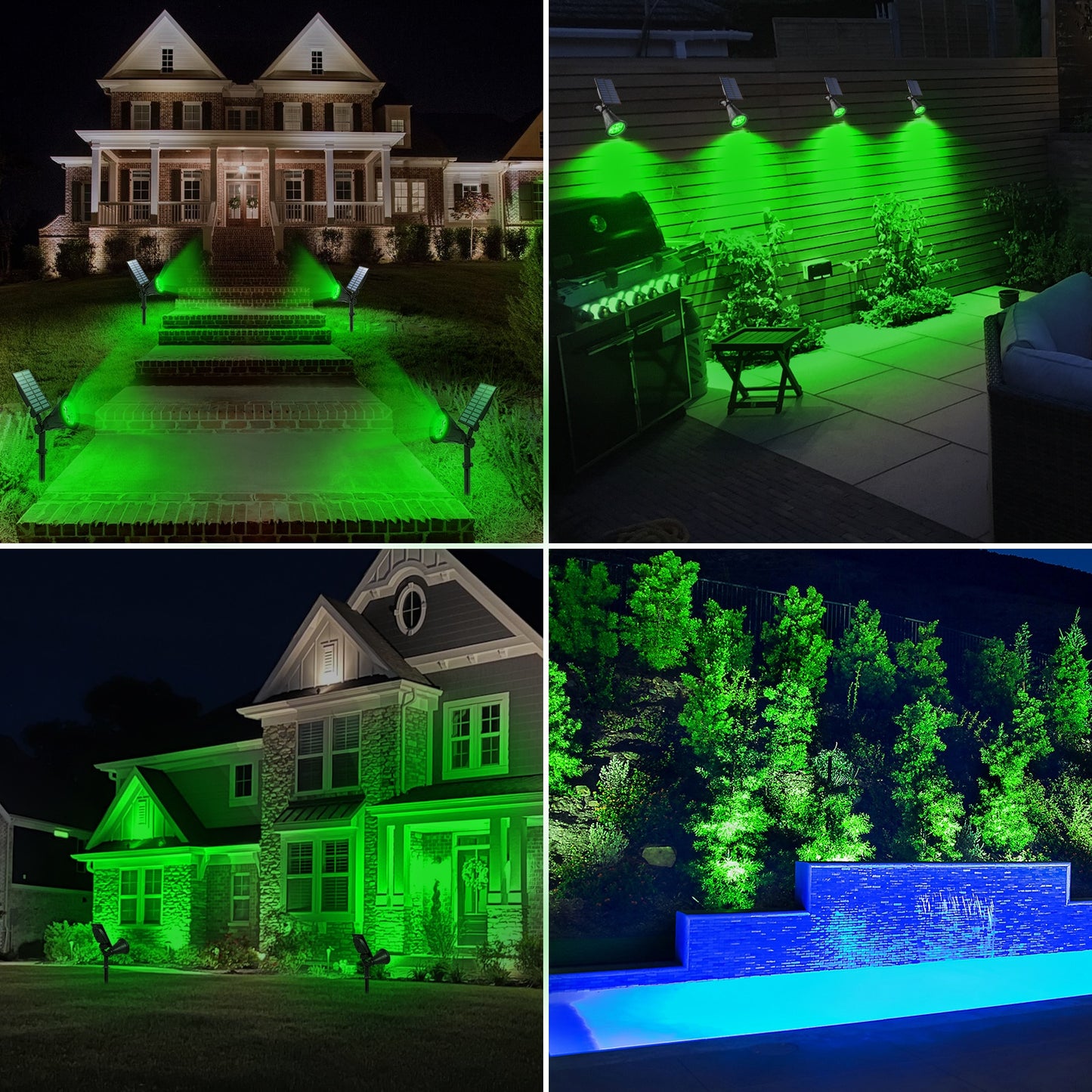 Green Solar Spotlights - Waterproof LED Lights for Garden Walls