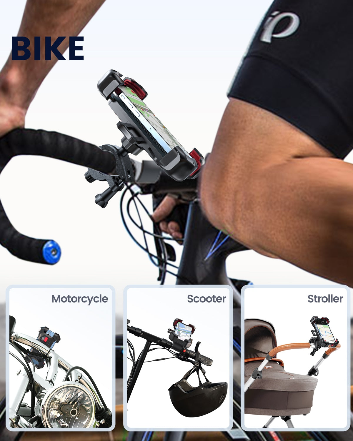 Universal Bike Phone Holder - 360° View Stand for Mobile Phones on Bicycles