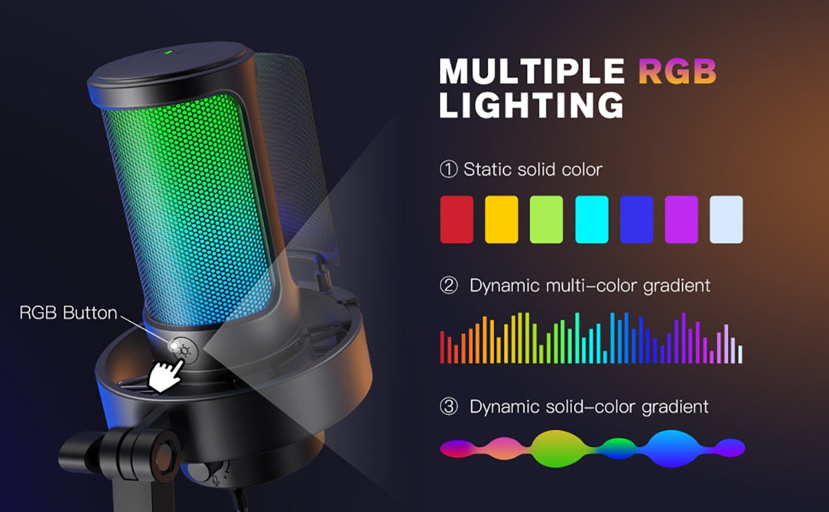 USB Microphone - Recording and Streaming with RGB Modes