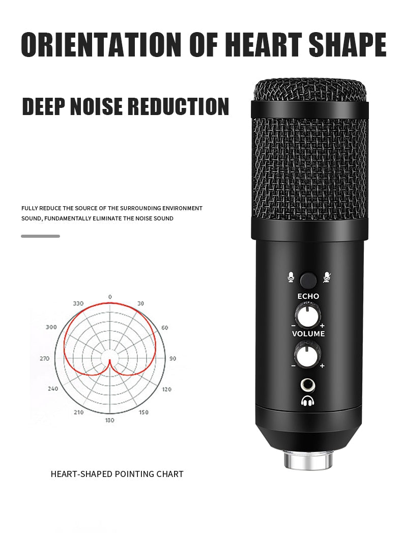 Professional USB Condenser Microphone - Studio-Quality Mic for PC, Gaming, and Streaming.