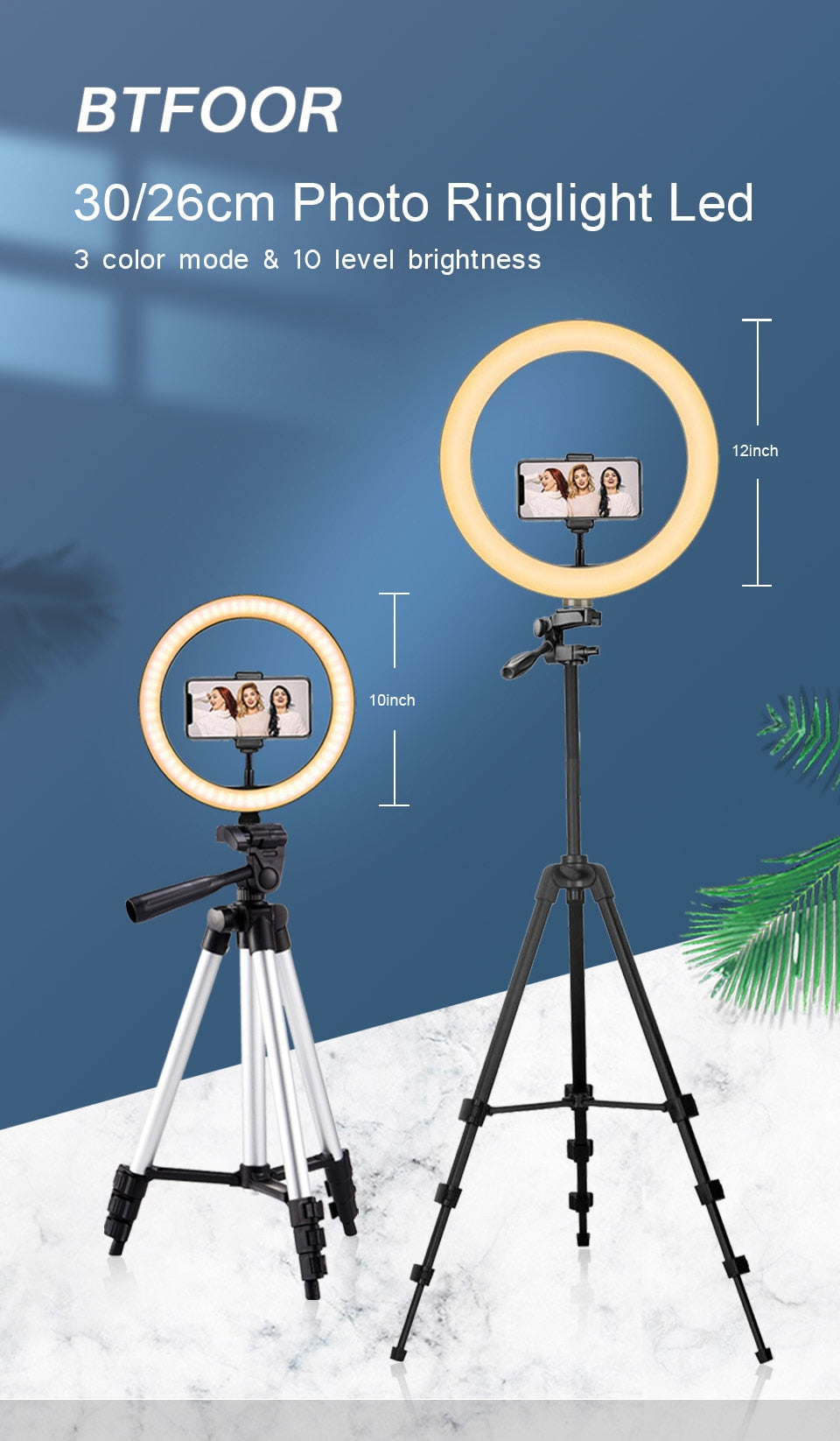 26cm Ringlight - LED Selfie Light with Tripod Stand for Photography. Remote Control