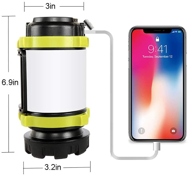 Rechargeable Camping Lantern - Waterproof LED Flashlight. Portable and Versatile