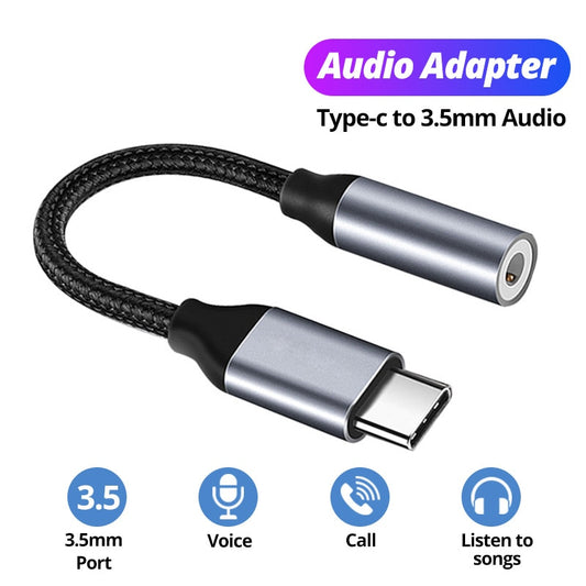 USB Type C To 3.5mm Aux Adapter Type-c  Audio Cable Earphone Cable Converter