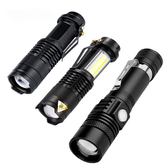 LED Flashlight Mini LED Flashlight COB Torch Adjustable Zoom Focus Torch USB T6 Flash Light