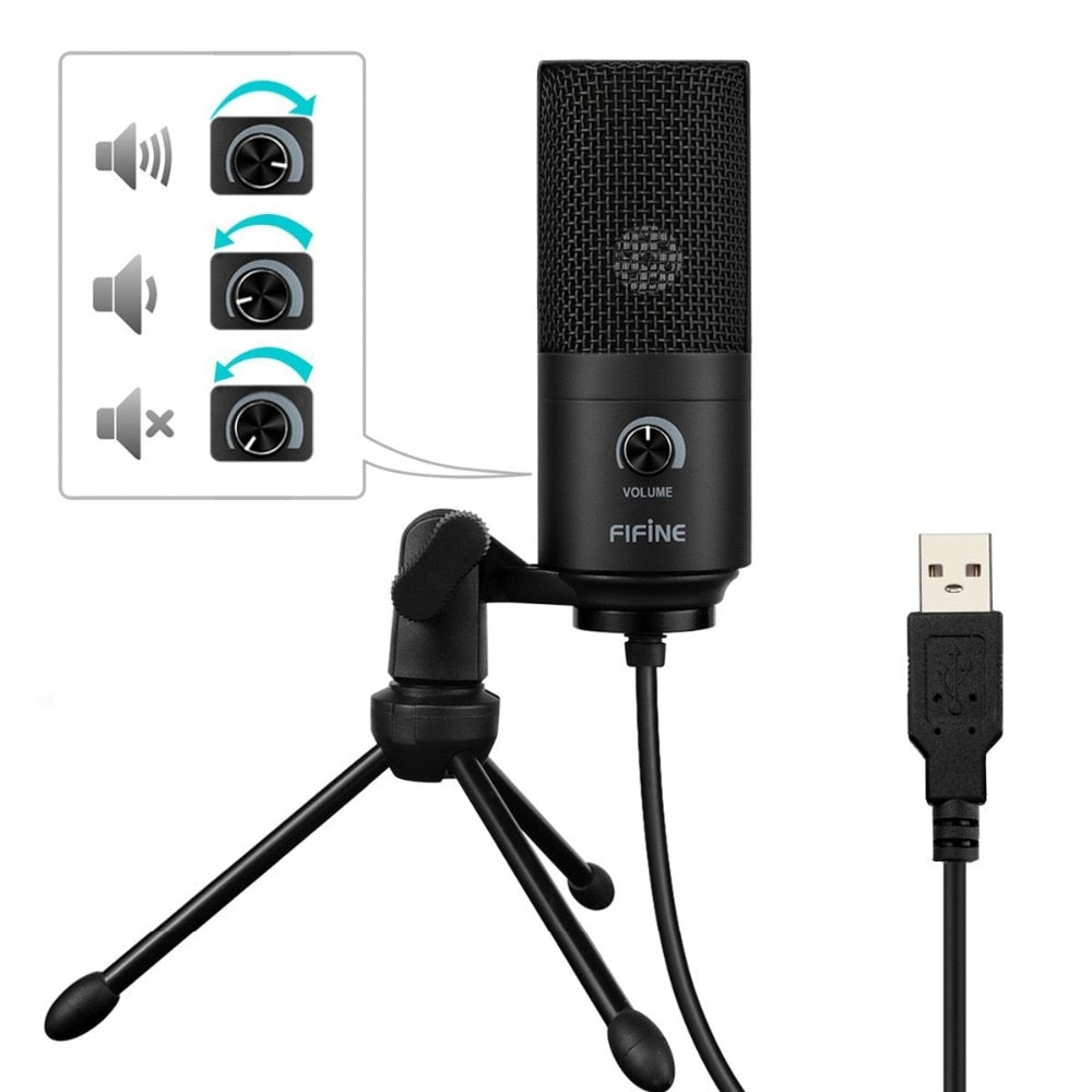 Metal USB Condenser Recording Microphone For Laptop  Windows Cardioid Studio Recording Vocals  Voice Over,Video