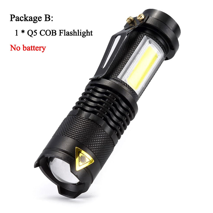 LED Flashlight Mini LED Flashlight COB Torch Adjustable Zoom Focus Torch USB T6 Flash Light